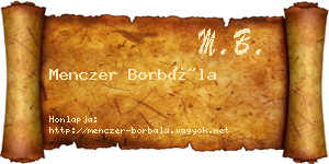 Menczer Borbála névjegykártya